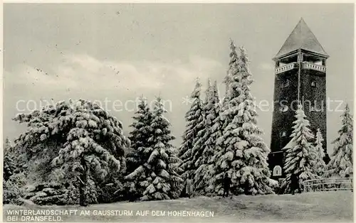 AK / Ansichtskarte Dransfeld Winterlandschaft am Gaussturm auf dem Hohenhagen Dransfeld