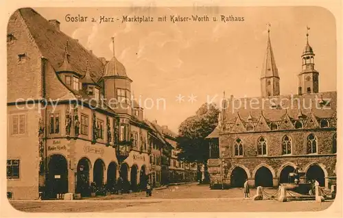 AK / Ansichtskarte Goslar Marktplatz mit Kaiser Worth und Rathaus Goslar