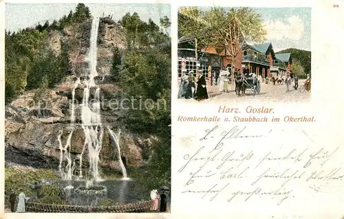AK / Ansichtskarte Goslar Romkerhalle und Staubbach im Okerthal Goslar