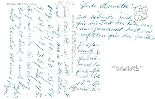 AK / Ansichtskarte Bacharach_Rhein Panorama Bacharach Rhein