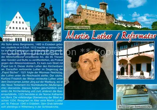 AK / Ansichtskarte Luther_Martin Eisleben Geburtshaus Eisenach Wartburg Wittenberger Schlosskirche Luther Martin