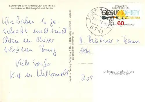 AK / Ansichtskarte Krone_Koenigshaeuser Annweiler Trifels Kaiserkrone Reichsapfel Zepter  Krone Koenigshaeuser