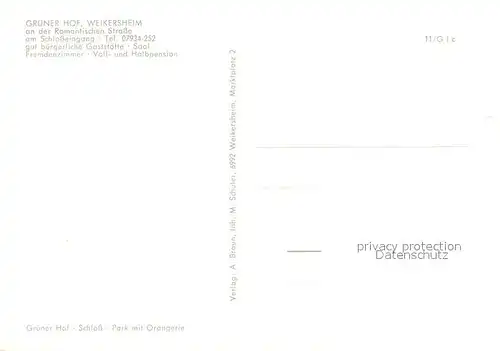 AK / Ansichtskarte Weikersheim Gruener Hof Weikersheim