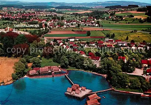 AK / Ansichtskarte Unteruhldingen Fliegeraufnahme Pfahlbauten Unteruhldingen