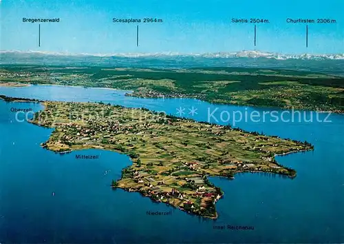 AK / Ansichtskarte Reichenau_Bodensee Fliegeraufnahme Niederzell Mittelzell Saentis Reichenau Bodensee