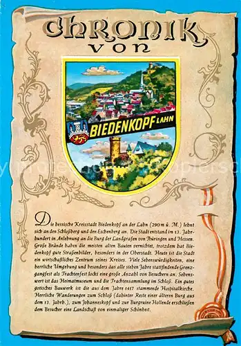 AK / Ansichtskarte Biedenkopf Chronik Biedenkopf