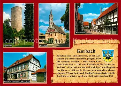 AK / Ansichtskarte Korbach Kirchstrasse Tylenturm Rathaus Korbach