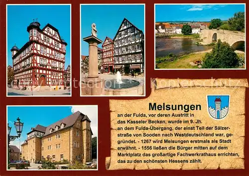 AK / Ansichtskarte Melsungen_Fulda Rathaus Markt Schloss Melsungen Fulda