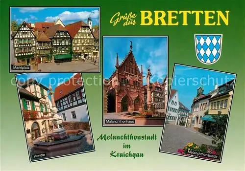 AK / Ansichtskarte Bretten_Baden Malanchthonhaus Hundle Marktplatz Bretten_Baden