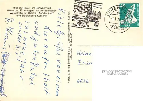 AK / Ansichtskarte Durbach Staufenburg Klinik Durbach