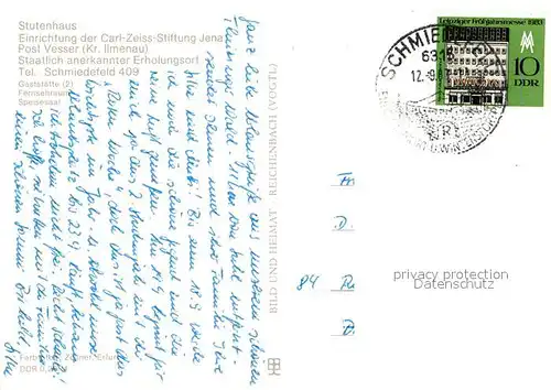 AK / Ansichtskarte Schmiedefeld_Rennsteig Berghotel Stutenhaus Gaststaette Fernsehraum Speisesaal Schmiedefeld_Rennsteig