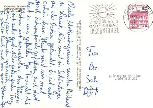 AK / Ansichtskarte Eckernfoerde Ostseebad Start zur Aalregatta Fliegeraufnahme Eckernfoerde