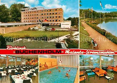 AK / Ansichtskarte Malente Gremsmuehlen Kurklinik Buchenholm Restaurant Hallenbad Seepromenade Malente Gremsmuehlen