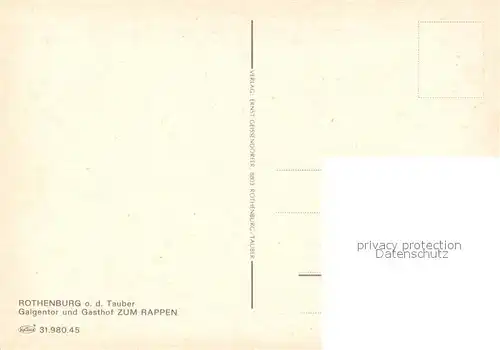 AK / Ansichtskarte Rothenburg_Tauber Galgentor Gasthof Zum Rappen Rothenburg Tauber