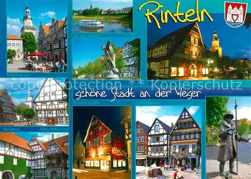 AK / Ansichtskarte Rinteln Marktplatz Burghof Altes Museum Kirchplatz Klosterstra?e Denkmal Rinteln