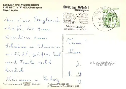 AK / Ansichtskarte Reit_Winkl Panorama Brunnen Stadtansicht Reit_Winkl