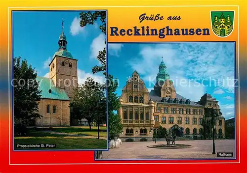 AK / Ansichtskarte Recklinghausen_Westfalen Propsteikirche Sankt Peter Rathaus Recklinghausen_Westfalen