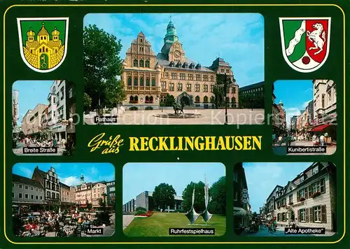 AK / Ansichtskarte Recklinghausen_Westfalen Breite Stra?e Rathaus Markt Alte Apotheke Kunibertstra?e Recklinghausen_Westfalen