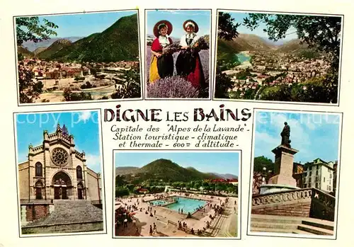 AK / Ansichtskarte Digne les Bains Volkstracht Panoramen Denkmal  Digne les Bains