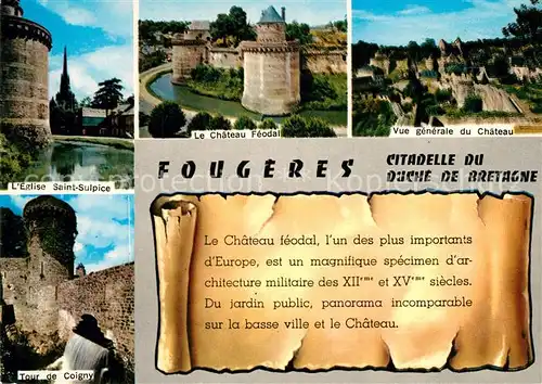 AK / Ansichtskarte Fougeres Kirche Chateau Tour de Coigny Fougeres