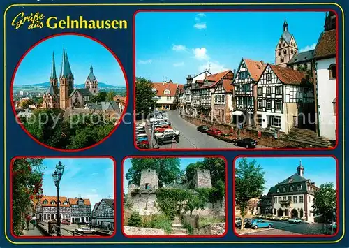 AK / Ansichtskarte Gelnhausen Kirche Fachwerkh?user Marktplatz Rathaus Gelnhausen