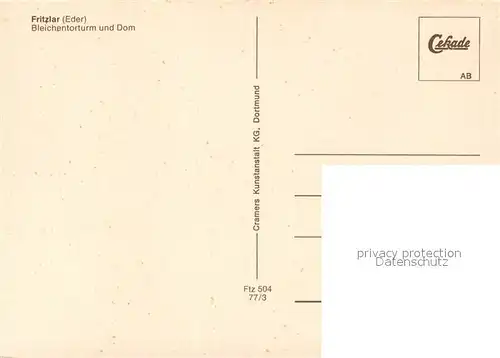 AK / Ansichtskarte Fritzlar Bleichentorturm Dom Fritzlar