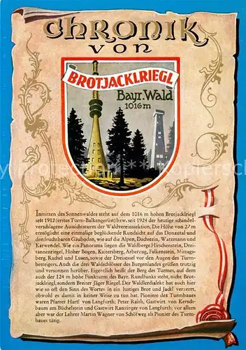 AK / Ansichtskarte Brotjacklriegel Chronik Brotjacklriegel
