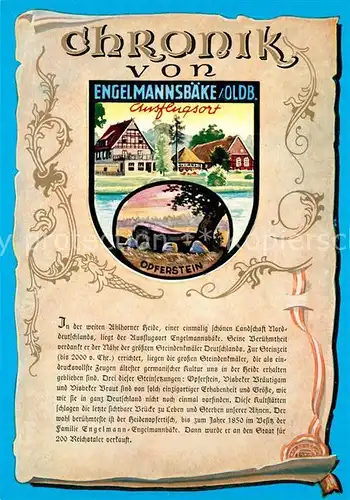 AK / Ansichtskarte Visbek Gastst?tte Engelmannsb?ke Opferstein Chronik Visbek