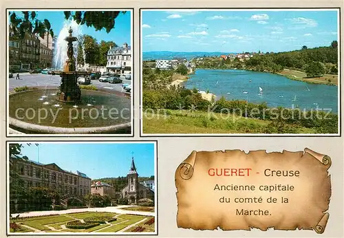 AK / Ansichtskarte Gueret Fontaine Place Bonnyaud Etang de Courtille Musee Gueret