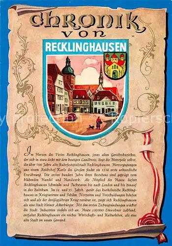 AK / Ansichtskarte Recklinghausen_Westfalen Chronik Stadtansicht Recklinghausen_Westfalen