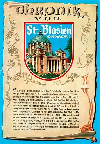 AK / Ansichtskarte St_Blasien Kloster Chronik St_Blasien