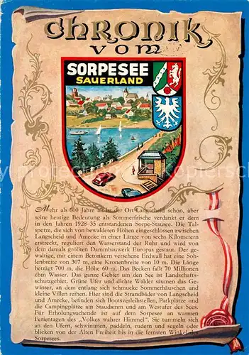 AK / Ansichtskarte Sorpesee_Sauerland Panorama Chronik Sorpesee_Sauerland