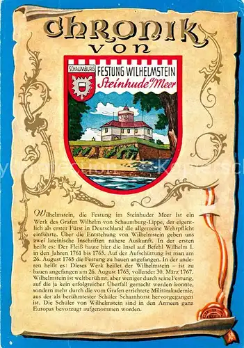 AK / Ansichtskarte Steinhude Festung Wilhelmstein Chronik Steinhude