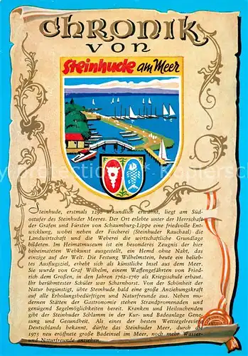 AK / Ansichtskarte Steinhude Steinhuder Meer Hafen Chronik Steinhude