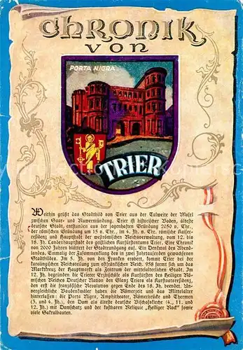 AK / Ansichtskarte Trier Porta Nigra Chronik Trier