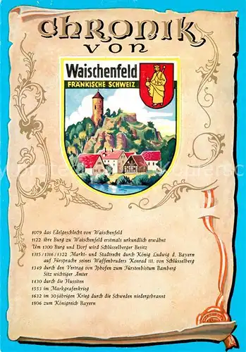 AK / Ansichtskarte Waischenfeld Burg Panorama Chronik Waischenfeld