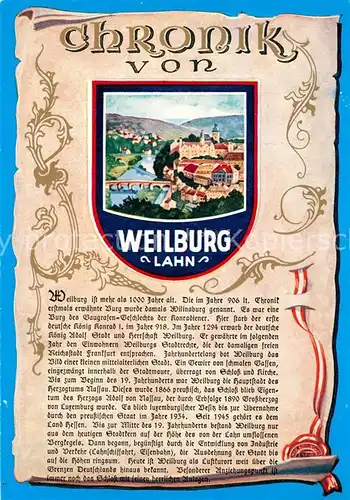 AK / Ansichtskarte Weilburg Panorama Chronik Weilburg