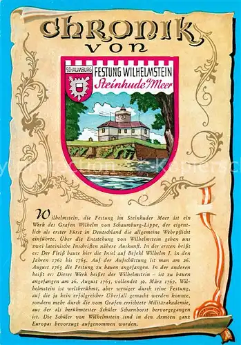 AK / Ansichtskarte Steinhude Festung Wilhelmstein Chronik Steinhude