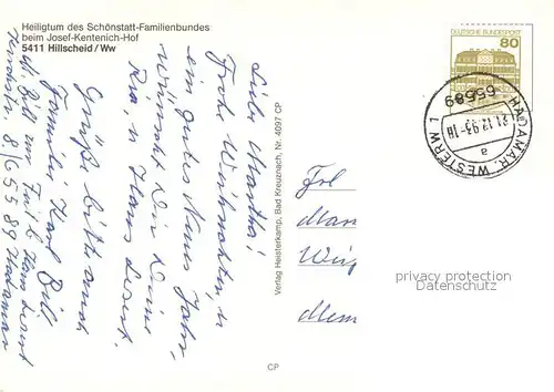 AK / Ansichtskarte Hillscheid_Westerwald Heiligtum des Sch?nstatt Familienbundes Josef Kentenich Hof Hillscheid_Westerwald