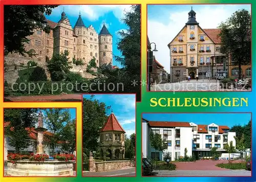 AK / Ansichtskarte Schleusingen Schloss Bertholdsburg Rathaus Elisabeth Brunnen Brunnenhaus Wilhelm Augusta Stift Schleusingen