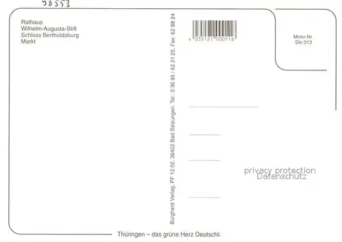 AK / Ansichtskarte Schleusingen Wilhelm Augusta Stift Schloss Bertholdsburg Markt Schleusingen