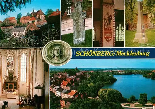 AK / Ansichtskarte Schoenberg_Mecklenburg Fliegeraufnahme Suehnekreuz Lutherdenkmal Kirchen  Schoenberg_Mecklenburg