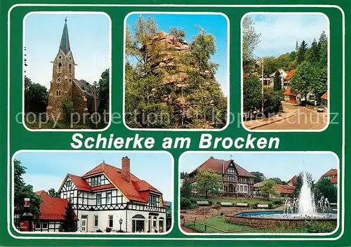 AK / Ansichtskarte Schierke_Harz Kirche Schnarcherklippen Kirchberg Kurpark Schierke Harz