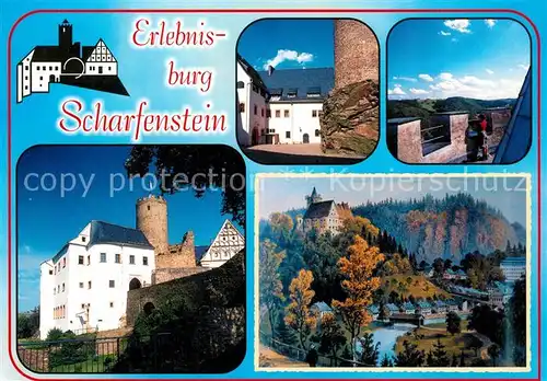 AK / Ansichtskarte Scharfenstein_Erzgebirge Burg Bergfried Torhaus  Scharfenstein_Erzgebirge