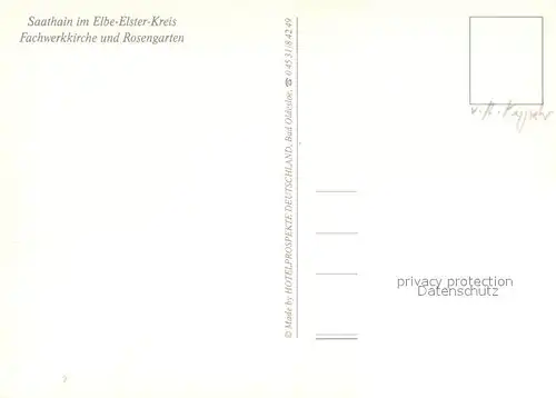 AK / Ansichtskarte Saathain Fachwerk Kirche Rosengarten Saathain