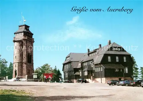AK / Ansichtskarte Auersberg_Wildenthal Berggasthof mit Aussichtsturm Auersberg Wildenthal