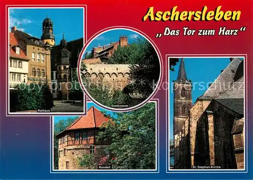 AK / Ansichtskarte Aschersleben Stadtmauer Rondell St. Stephan Kirche Aschersleben