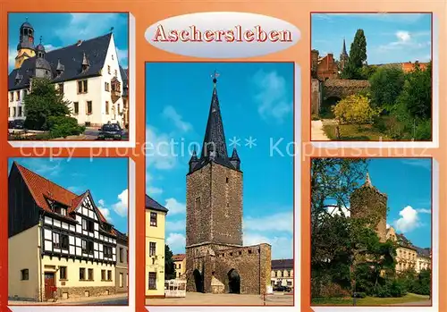 AK / Ansichtskarte Aschersleben Kirche Turm Fachwerk Aschersleben