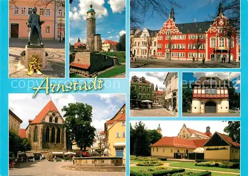 AK / Ansichtskarte Arnstadt_Ilm Bachdenkmal Neideckturm Hopfenbrunnen Bachkirche Fischtor  Arnstadt_Ilm