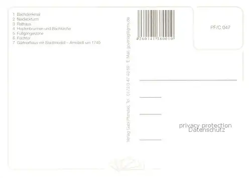 AK / Ansichtskarte Arnstadt_Ilm Bachdenkmal Neideckturm Hopfenbrunnen Bachkirche Fischtor  Arnstadt_Ilm